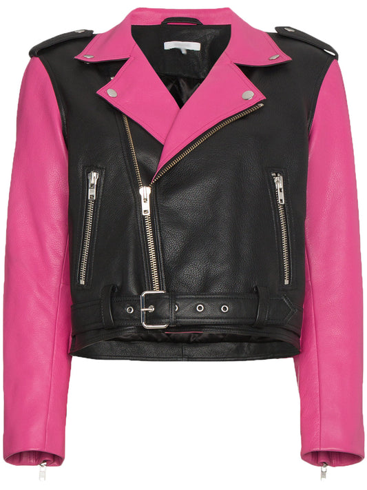 Women Real Lambskin Leather Biker Jacket KW532