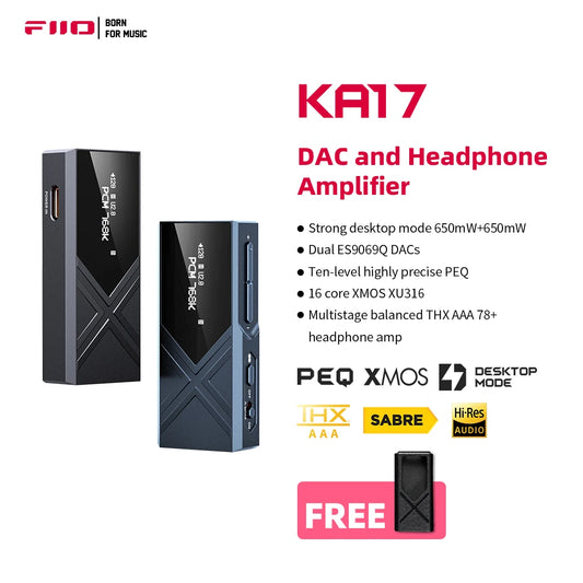 FiiO KA17 Portable USB DAC Audio HiFi Decoder, Dual ES9069Q PCM768