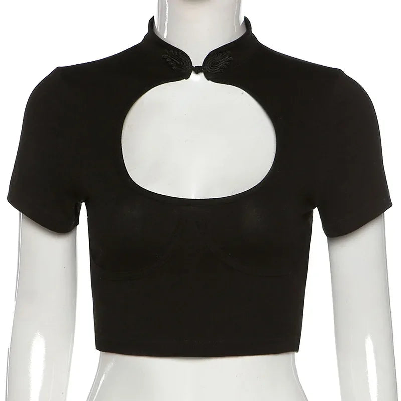 Sexy Hollow Navel T-shirt Women's Spring/Summer 2021 New Fashion Trend