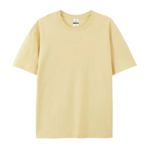 220gsm Cotton Solid Tshirts Mens Short Sleeve Fashion Brand Trend