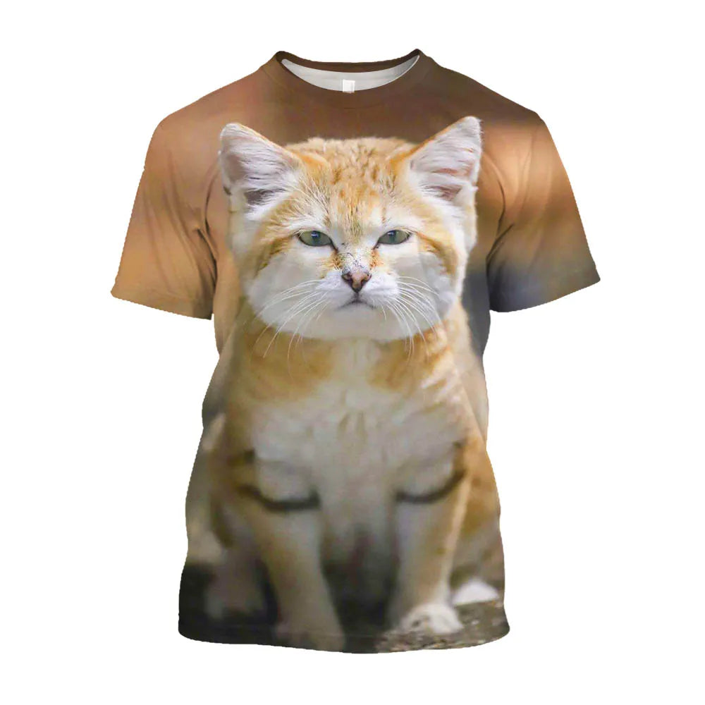 Jumeast 3D Sleepy Cat Printed T-shirts Men Oversized Animal T Shirt