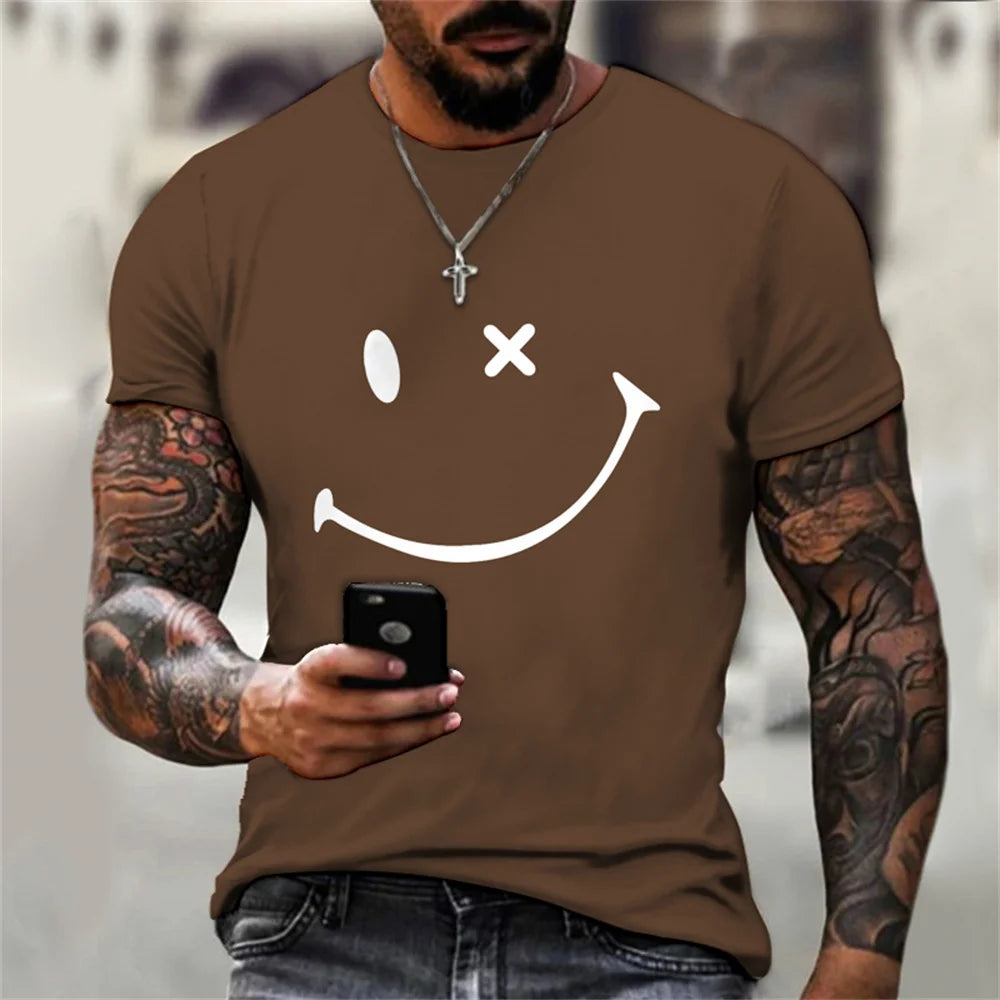 Fashion Hot Products T-shirt White Smiling Face Trend Polyester Fiber