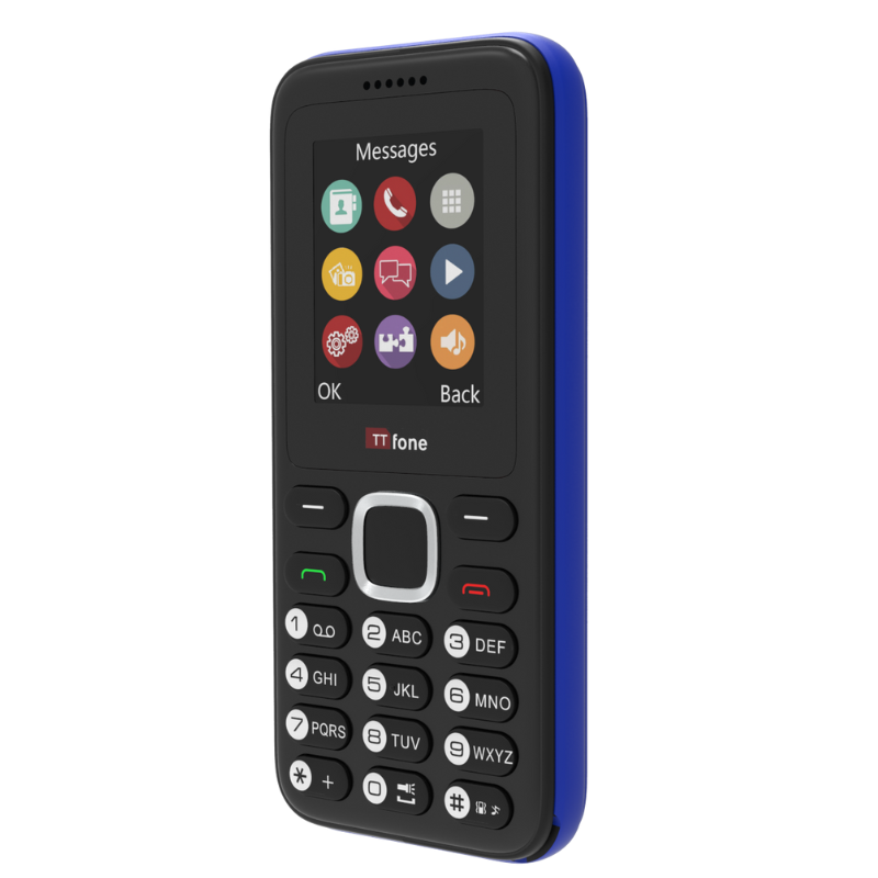 TTfone TT150 Blue Warehouse Deals - Dual SIM Mobile with USB Cable, O2