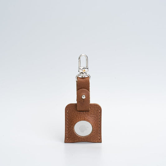 Leather AirTag bag charm with carabiner