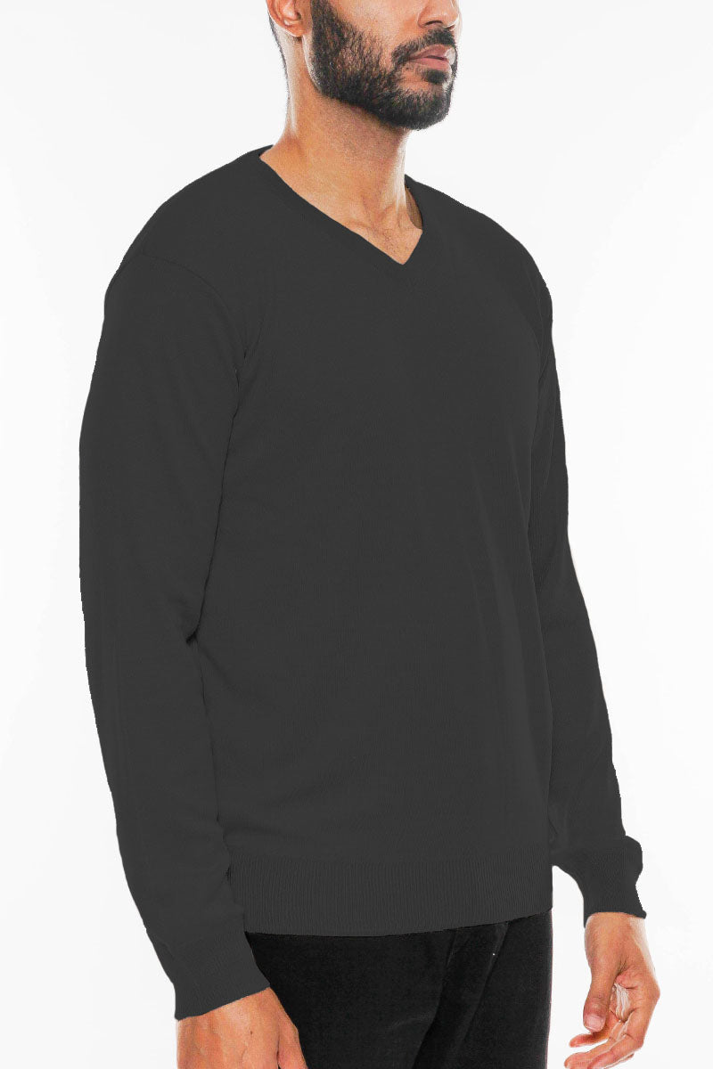 Solid Vneck Knit Pullover Sweater