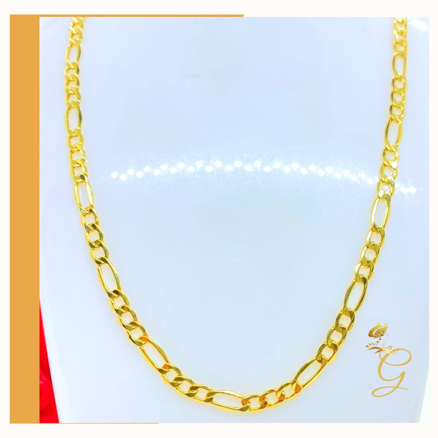 10K Gold Chain - Mens Solid Figaro Chain 24” 4.98MM Width