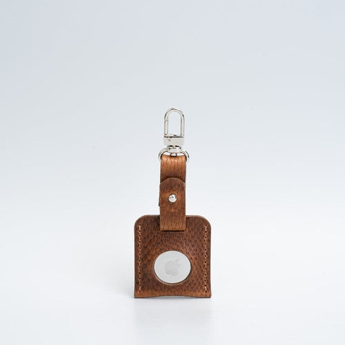 Leather AirTag bag charm with carabiner